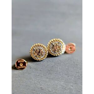 TORY BURCH Miller Rope Pave Double T Logo Stud Earrings